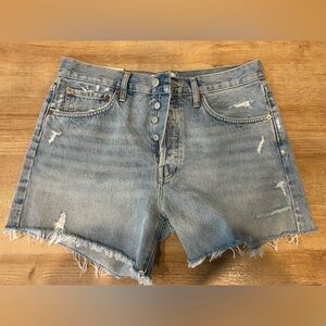 Agolde Blue Jean Shorts Distressed